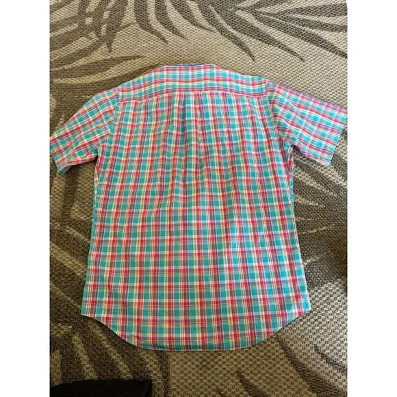 Peter Millar Shirt Mens L Crown Crafted Performance Button Down‎ Pink Blue Plaid - Picture 4 of 6